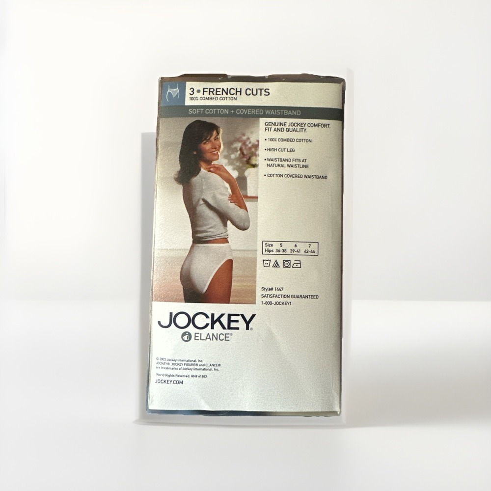 Jockey Elance 100% Cotton French Cut Underwear 7  Black White Prints 3 Pk Y2K - Picture 2 of 7